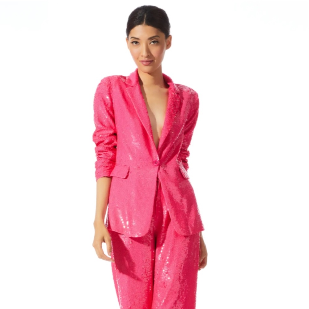 NWT Alice + Olivia Macey Wild Pink Sequin Blazer $795